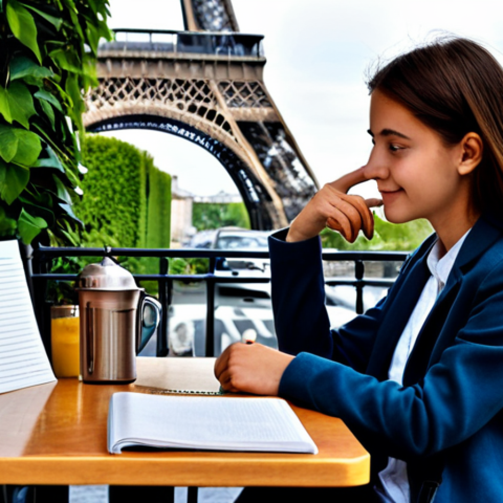 Parisian Student Studying**

"A fully clothed French student, wearing modest attire, studying at a cafe table in Paris. The Eiffel Tower is subtly visible in the background. The scene is safe for work, appropriate content, and family-friendly. Perfect anatomy, correct proportions, well-formed hands, proper finger count, natural body proportions, professional photography, high quality."

**