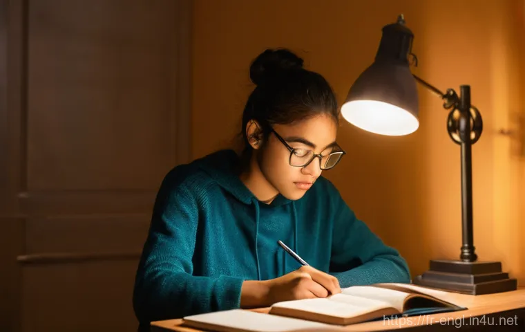 TOEFL 독해 속도 향상 비법 - **Prompt:** A focused young adult, late teens to early twenties, sits at a well-organized desk, deep...