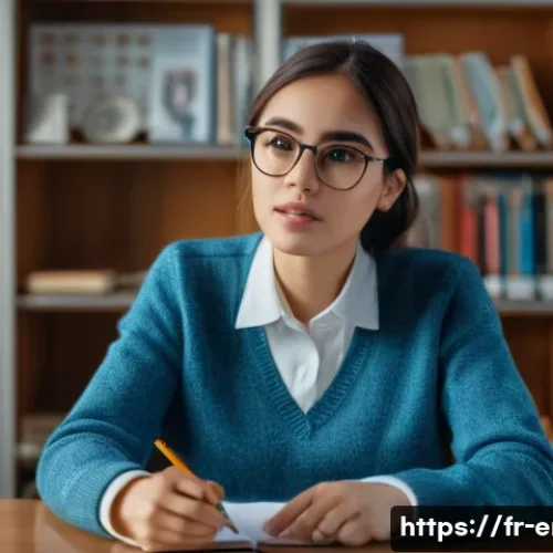TOEFL Speaking 유용한 표현 정리 - A confident young adult woman speaking clearly and passionately during an English language exam, sea...