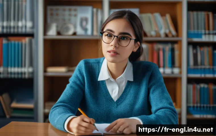TOEFL Speaking 유용한 표현 정리 - A confident young adult woman speaking clearly and passionately during an English language exam, sea...